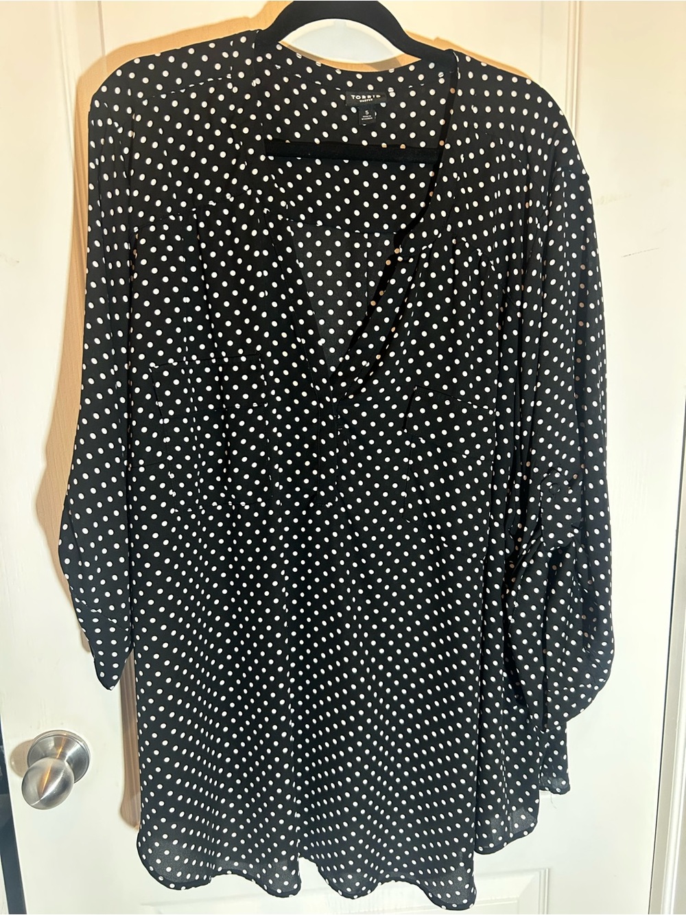torrid Black and White Polka Dot V-Neck Tunic